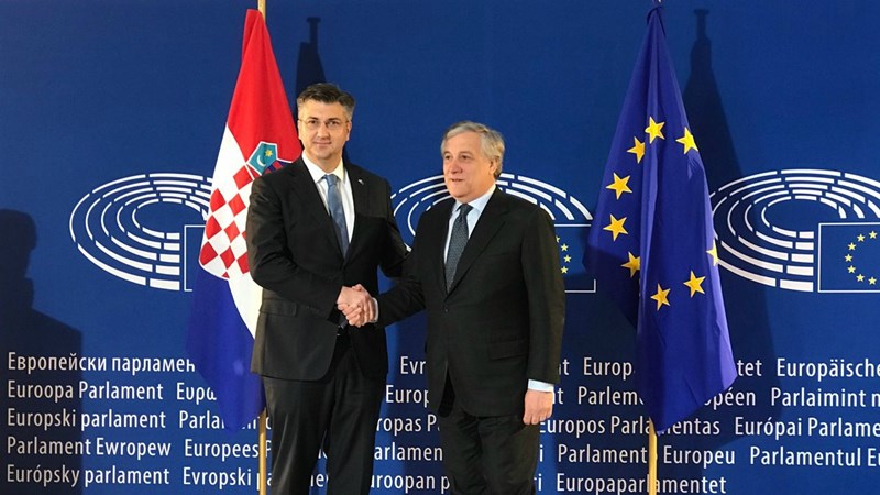 Uoči govora u Europskom parlamentu, predsjednik Vlade Plenković sastao se s predsjednikom EP-a Tajanijem
